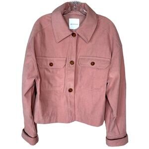 Avec Les Filles Pink Corduroy Trucker Style Cropped Jacket